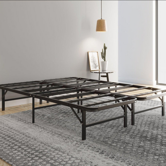 Doms 14" Mattress Foundation With Underneath Storage Space Inside Of A Bedroom, Corner View