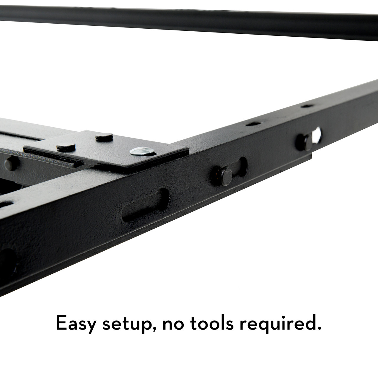 Malouf 8" Universal Steel Bed Frame, Detailed View Of Secured Locking Mechanism